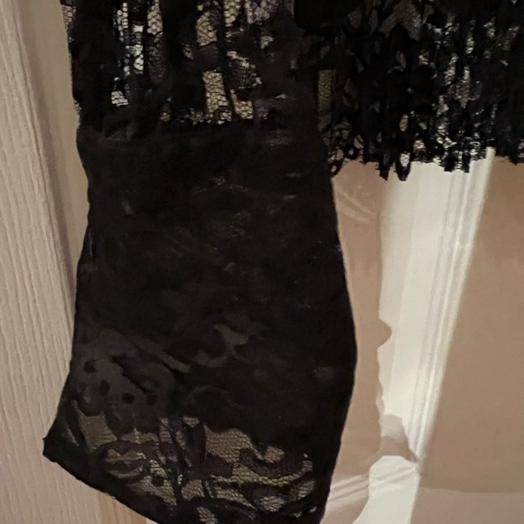 Black, sheer lace button-down shirt - Picture 4 of 5